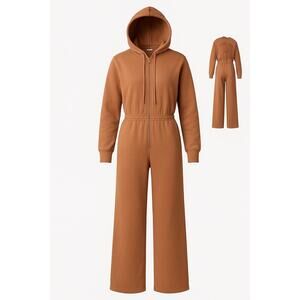 Victoria’s Secret PINK Ski Club Hoodie Jumpsuit – Size M – Tan/Cocoa